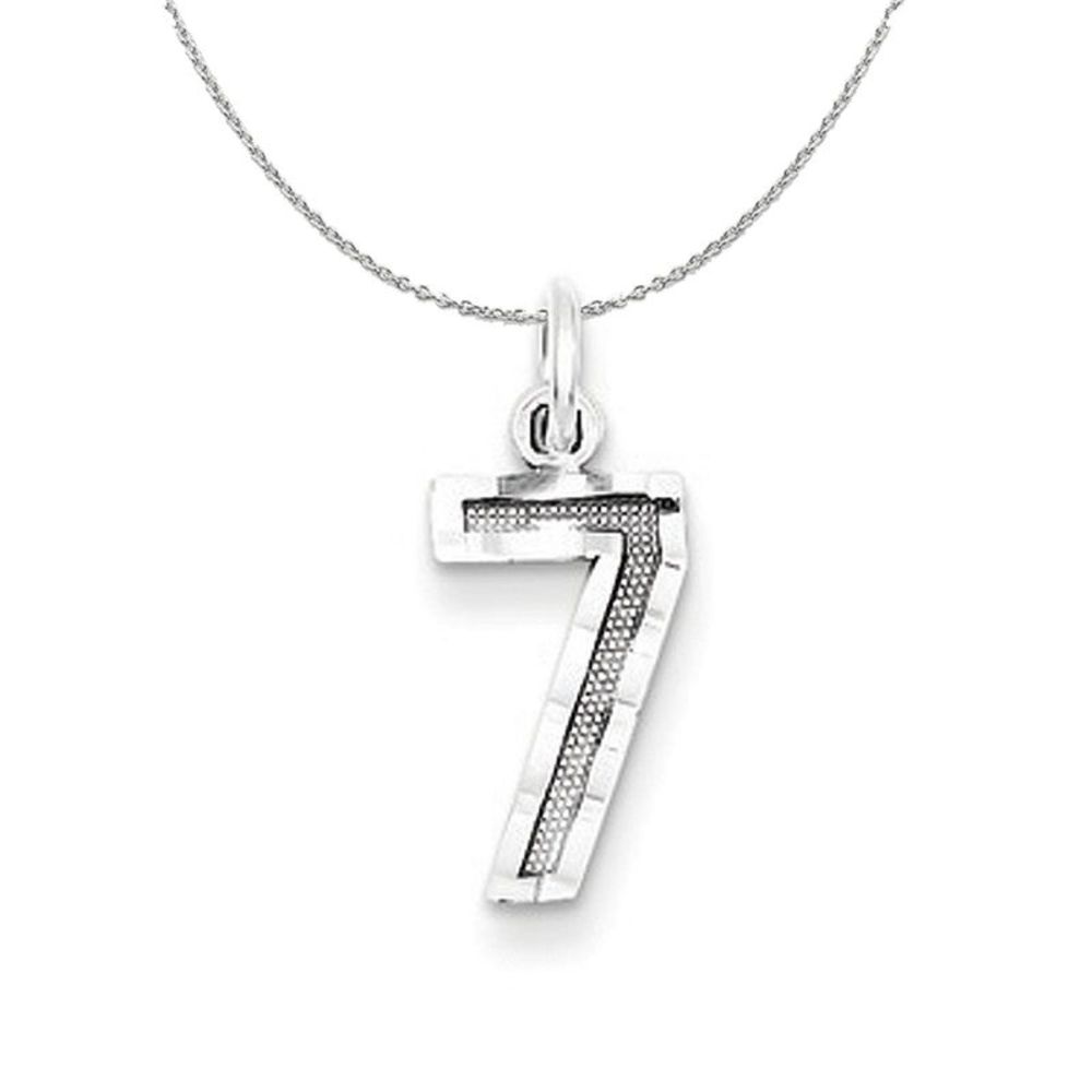 Silver, Varsity Collection, Small D/C Number 7 Necklace - 16 In